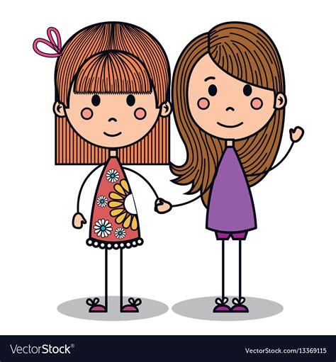 Cute little kids drawing Royalty Free Vector Image