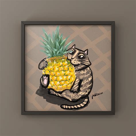 Pineapple Cat Illustration Print Poster Wall Art Unique - Etsy