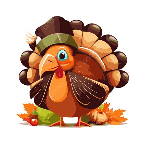 Happy Thanksgiving Turkey Vector, Sticker Clipart An Animated Cartoon ...