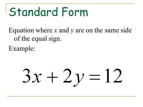 Writing A Linear Equation In Standard Form