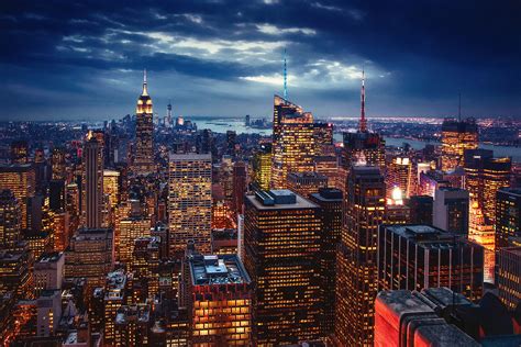 evening, building, lights, night, USA, New York City, HD Wallpaper ...