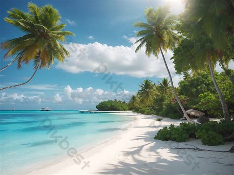 Tropical Beach In The Maldives Island Photo | JPG Free Download - Pikbest