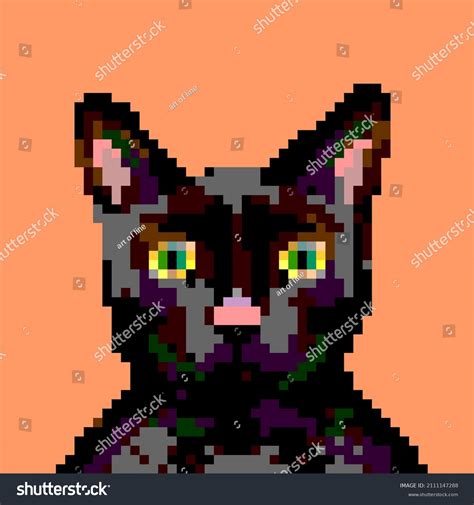 Black Cat Pixel Art Portrait Isolated Stock Vector (Royalty Free) 2111147288 | Shutterstock