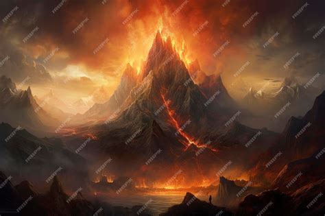 Premium Photo | Concept art illustration of Mordor land Mount Doom ...