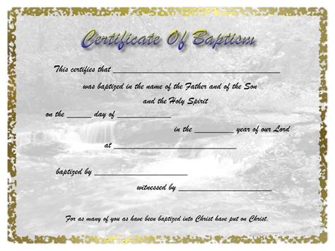 Free Printable Baptism Certificates