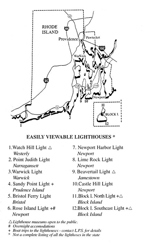 Rhode Island Lighthouses Map - Lydie Romonda