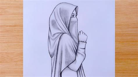 A girl with hijab - Pencil sketch - Drawing tutorial. how to draw - YouTube