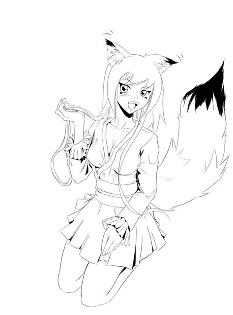 Cute Fox Girl Kailey | Cute fox drawing, Anime wolf girl, Cat coloring book