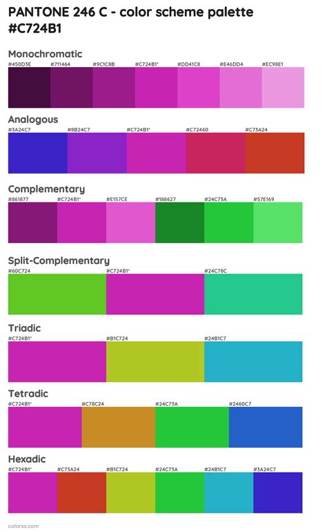 PANTONE 246 C color palettes - colorxs.com