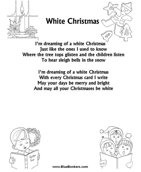 Bible Printables - Christmas Songs and Christmas Carol Lyrics - WHITE CHRISTMAS