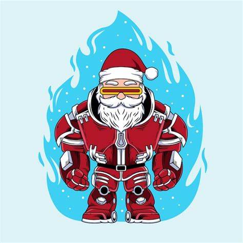 Premium Vector | Santa claus with robot costume power