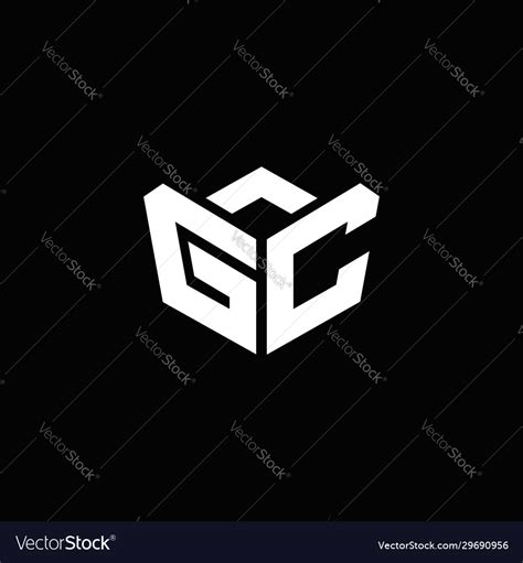 Gc logo monogram with emblem style ribbon design Vector Image