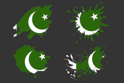 Premium Vector | Pakistan flag brush splash vector set country logo asset paint grunge ...