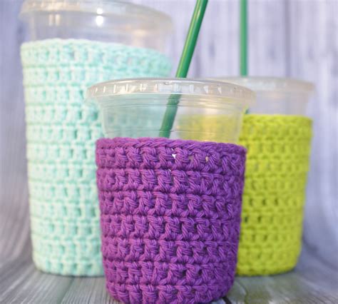 Iced Coffee Cozy - Crochet Sleeve for Cold Drinks - Gift for Coffee Lover - Iced Coffee Gifts ...