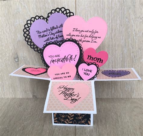 Mothers Day pop up card handmade Mothers Day card Heart pop | Etsy | Heart pop up card, Happy ...