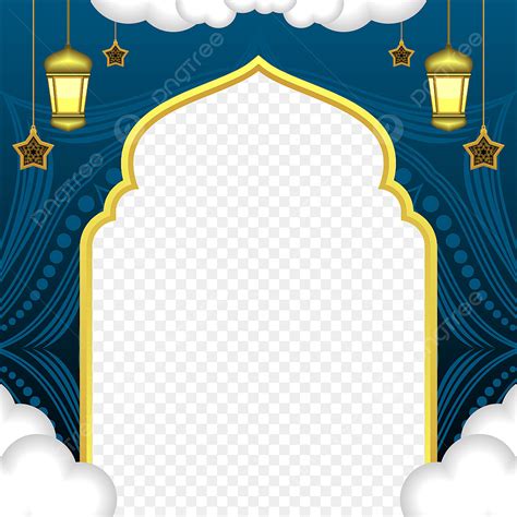 Islamic Gold Ornament Vector PNG Images, Blue Islamic Background With ...