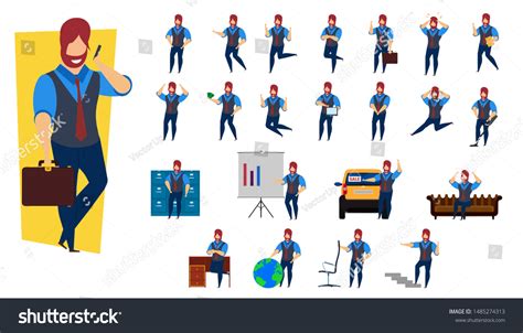 Set Business Person Vector Illustration Character Stock Vector (Royalty ...