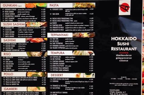 Menu at Ristorante Hokkaido Sushi Sassari, Sassari