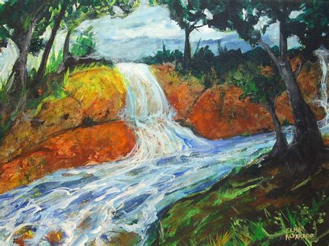 waterfall painting River Waterfall original acrylic painting