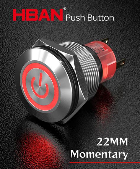 Momentary on push button switch ring and power symbol red 22mm ip67 spdt 5 pins - wholesale push ...