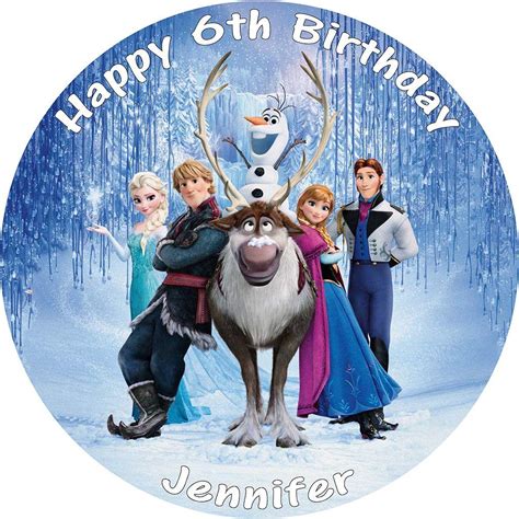 DISNEY FROZEN CAST EDIBLE ROUND PRINTED CAKE TOPPER