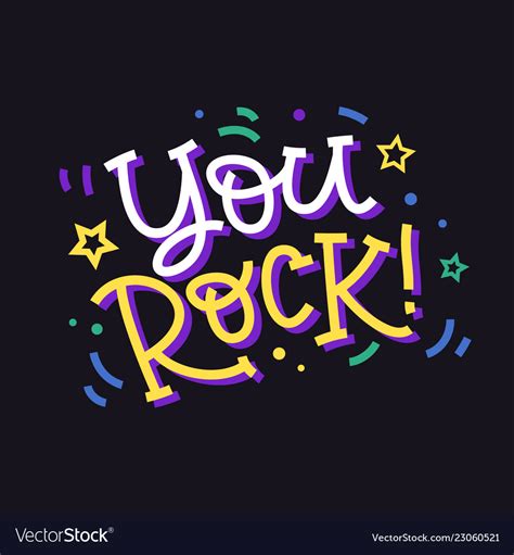 You rock hand made colorful lettering Royalty Free Vector