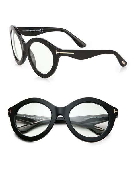 Tom ford Exaggerated 55mm Round Optical Glasses in Black | Lyst