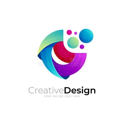 C Logo with Babble Design Colorful, 3d Style Logos Stock Vector - Illustration of corporate ...