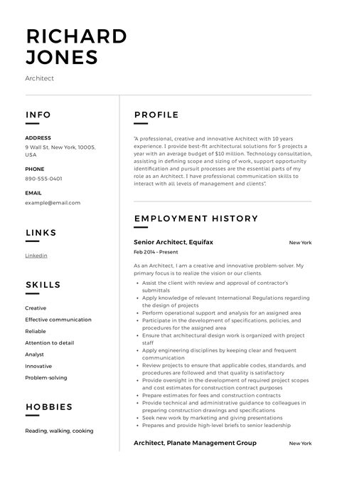 Architect Resume Sample & Writing Guide – Resumeviking.com