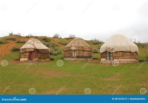 Kazakh Yurts in the Desert Kyzylkum at Springtime, Uzbekistan Stock Image - Image of springtime ...