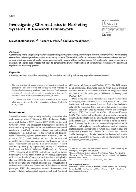 (PDF) Investigating Chrematistics in Marketing Systems: A Research ...