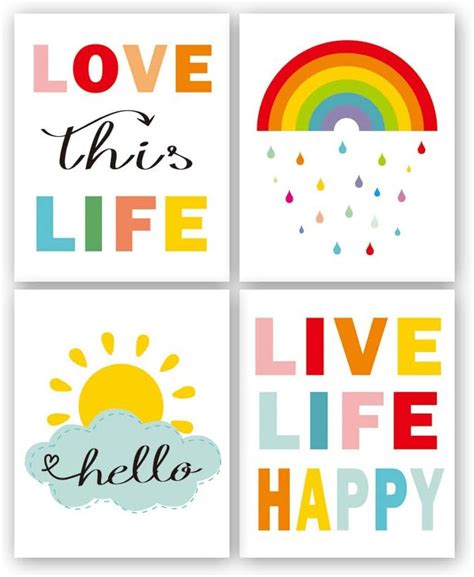 Amazon.com: KAIRNE Colorful Rainbow And Sunshine Quotes Art Print,Set Of 4(8 "x10) Inspirational ...