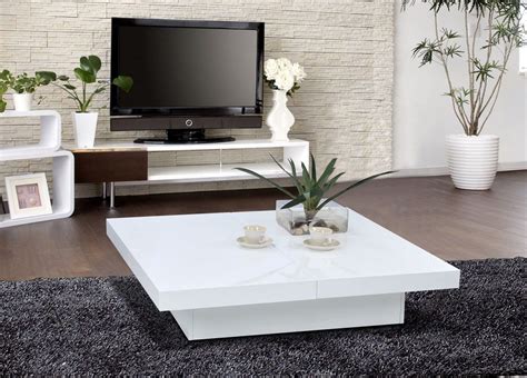 Modern White Coffee Table Set • Display Cabinet