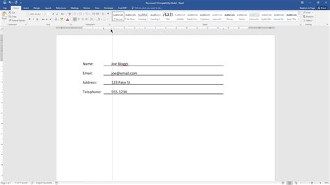 Ms Word Fillable Form Permanent Underline - Printable Forms Free Online