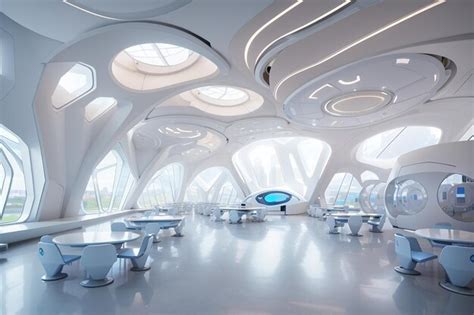 Premium Photo | Futuristic school interior