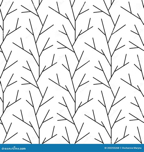 Nature Seamless Pattern. Tree Branch Pattern. Black and White Abstract ...