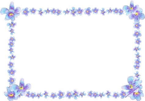 Blue Border With Flowers - The border is sized to work with 8.5 x 11 paper (letter size ...