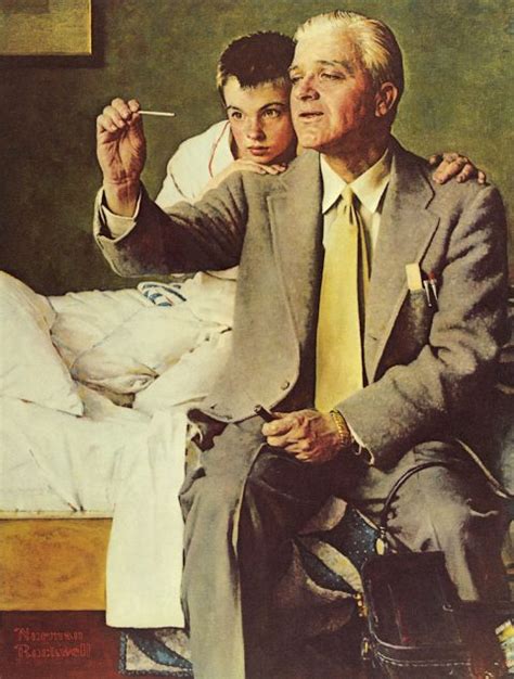 Doctor and Boy Looking at Thermometer - Norman Rockwell