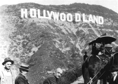 Workers in front of the recently completed Hollywoodland sign, 1923 | | California history, Los ...