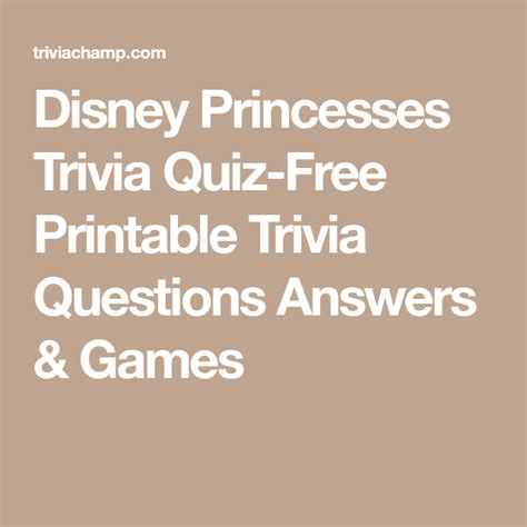 Disney Princesses Trivia Quiz-Free Printable Trivia Questions Answers ...