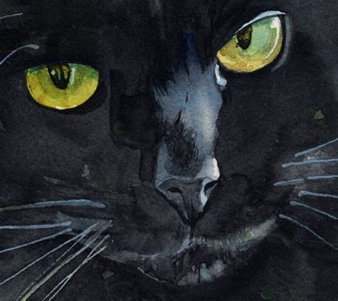 Black Cat Art Painting PRINT Watercolor Rachel Parker Large - Etsy