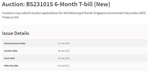 New 6-Month Singapore T-Bill in End-January 2023 Be Less Than 4.1% ...