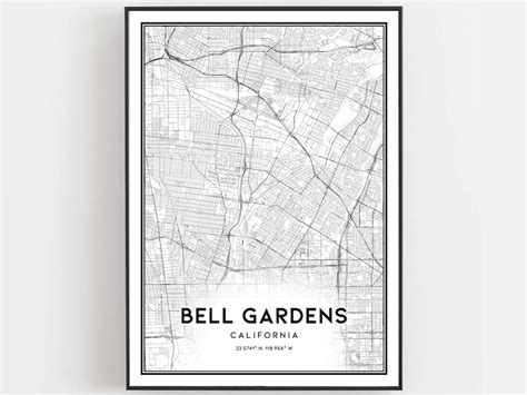 Bell Gardens Map Print, Bell Gardens Map Poster Wall Art, Ca City Map ...