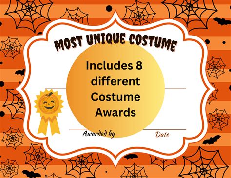 Printable 8 Different Halloween Costume Award Certificates / Halloween ...