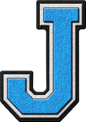 Presentation Alphabets: Light Blue Varsity Letter J