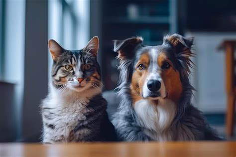 Premium AI Image | Adorable cat and dog together in city apartments ...