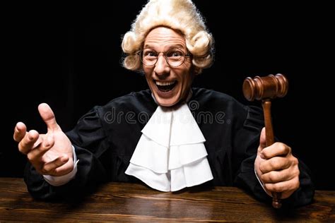 Smiling Judge in Judicial Robe and Stock Photo - Image of smiling ...