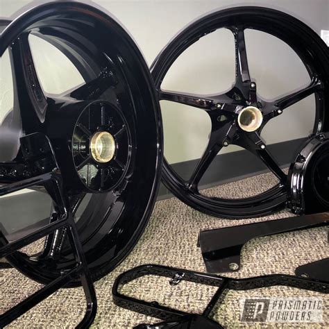 Powder Coated Motorcycle Rims in Ink Black | Prismatic Powders