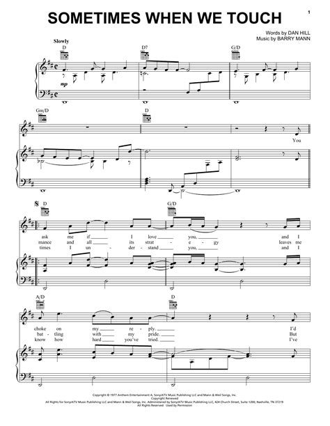 Sometimes When We Touch | Sheet Music Direct