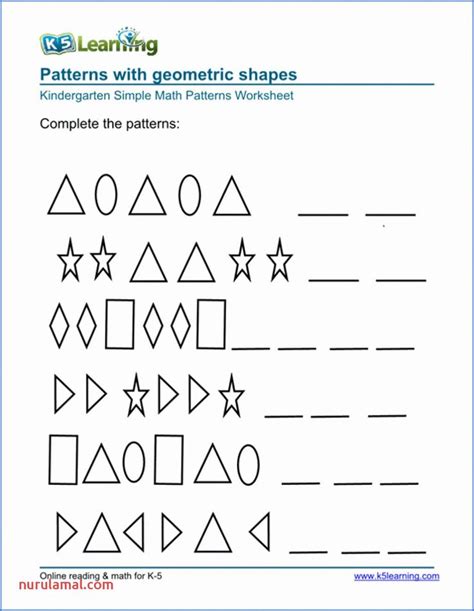 Free Math Patterns Worksheets